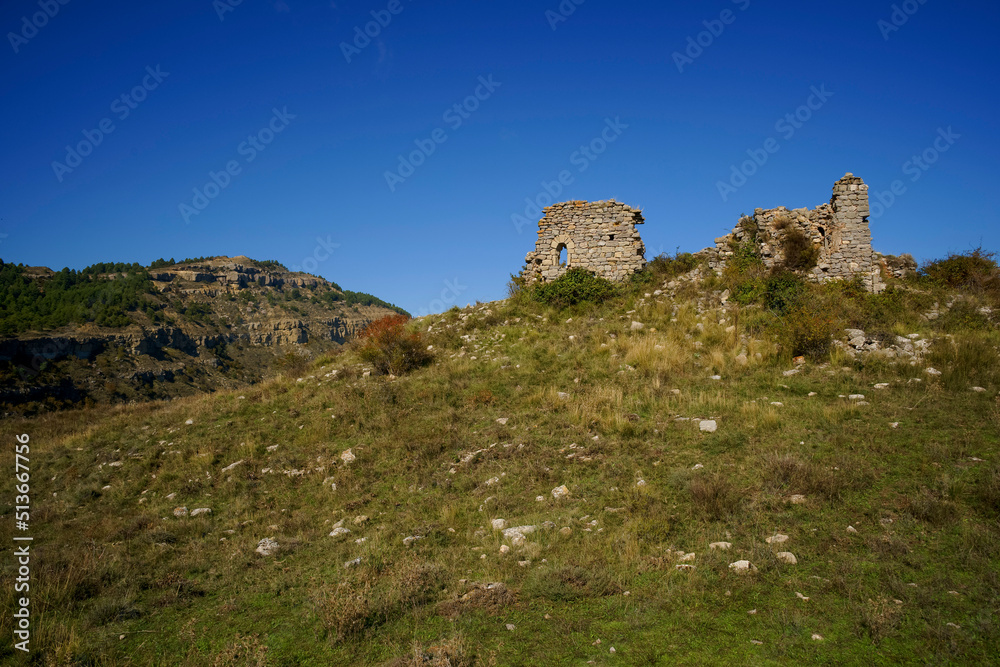 Castillo de Toló, siglo XI.Montsec de Rubies.Lleida.Cordillera pirenaica.Catalunya.España.