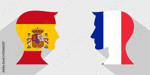 face to face concept. spain vs france. vector illustration