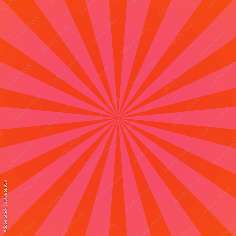 Pink sunburst background. Retro background with rays. Vector.