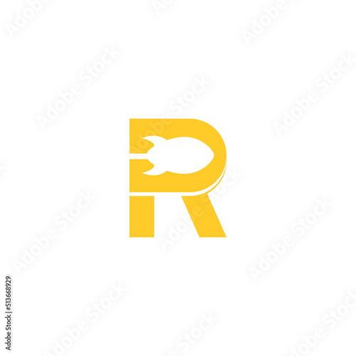 Initial r rocket logo design template vector illustration