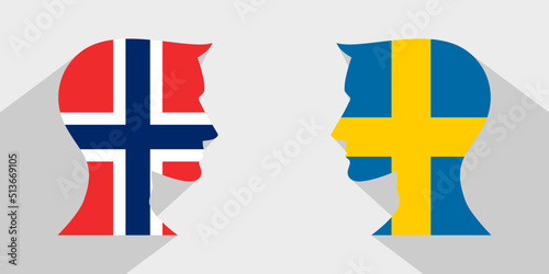 face to face concept. norway vs sweden. vector illustration