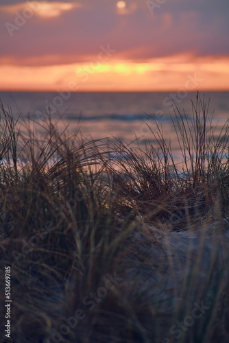 sunset and dunes at the coast. High quality photo