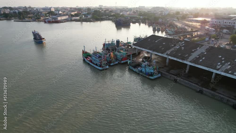 Aerial photograph of a fishing port with a drone. Aerial photograph of a fishing port with a drone.