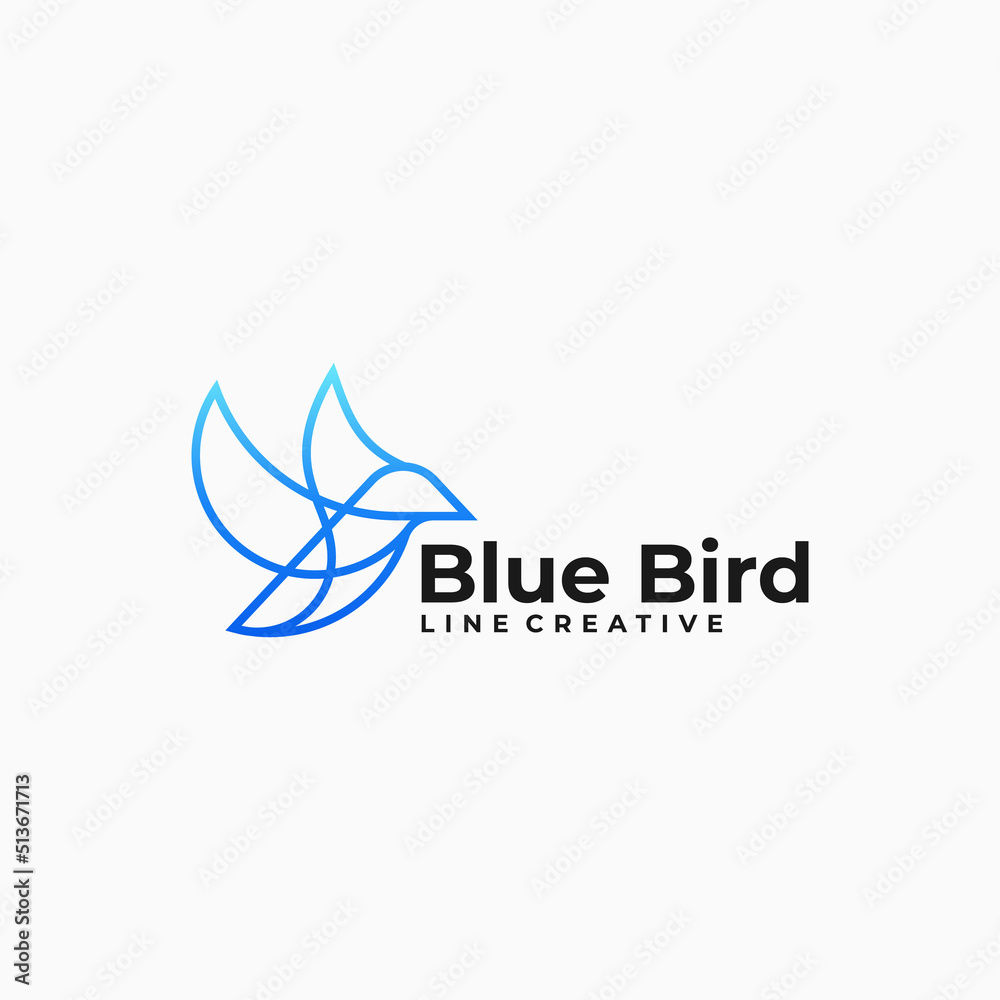 Vector Logo Illustration Blue Bird Line Art Gradient Style. Vector Logo Illustration Blue Bird Line Art Gradient Style.