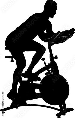 exercise fitness aerobic training machines vector, silhouette of young woman doing exercise of fitness machine