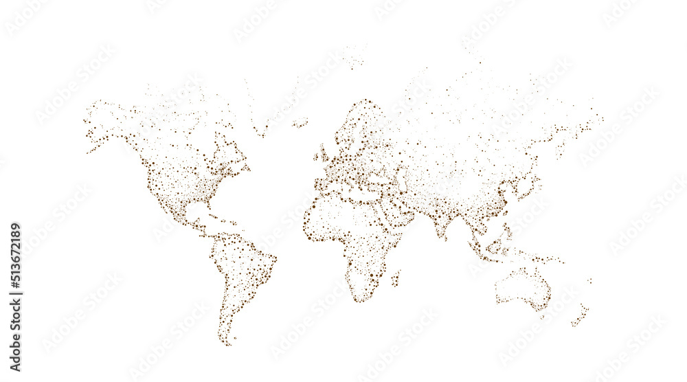 Obraz premium A world map made up of dots on a white background. Connection concept of people on earth. Vector illustration. 