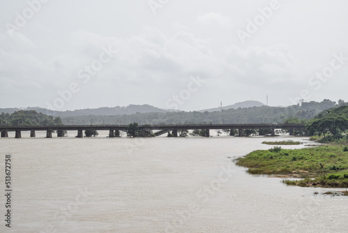 Railway bridge through a river