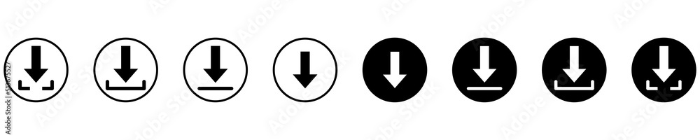 Download icon set. Collection download button. Isolated on a white background. Vector illustration Download icon set. Collection download button. Isolated on a white background. Vector illustration