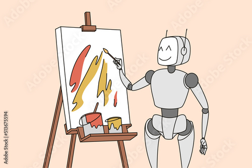 Robot drawing on flipchart