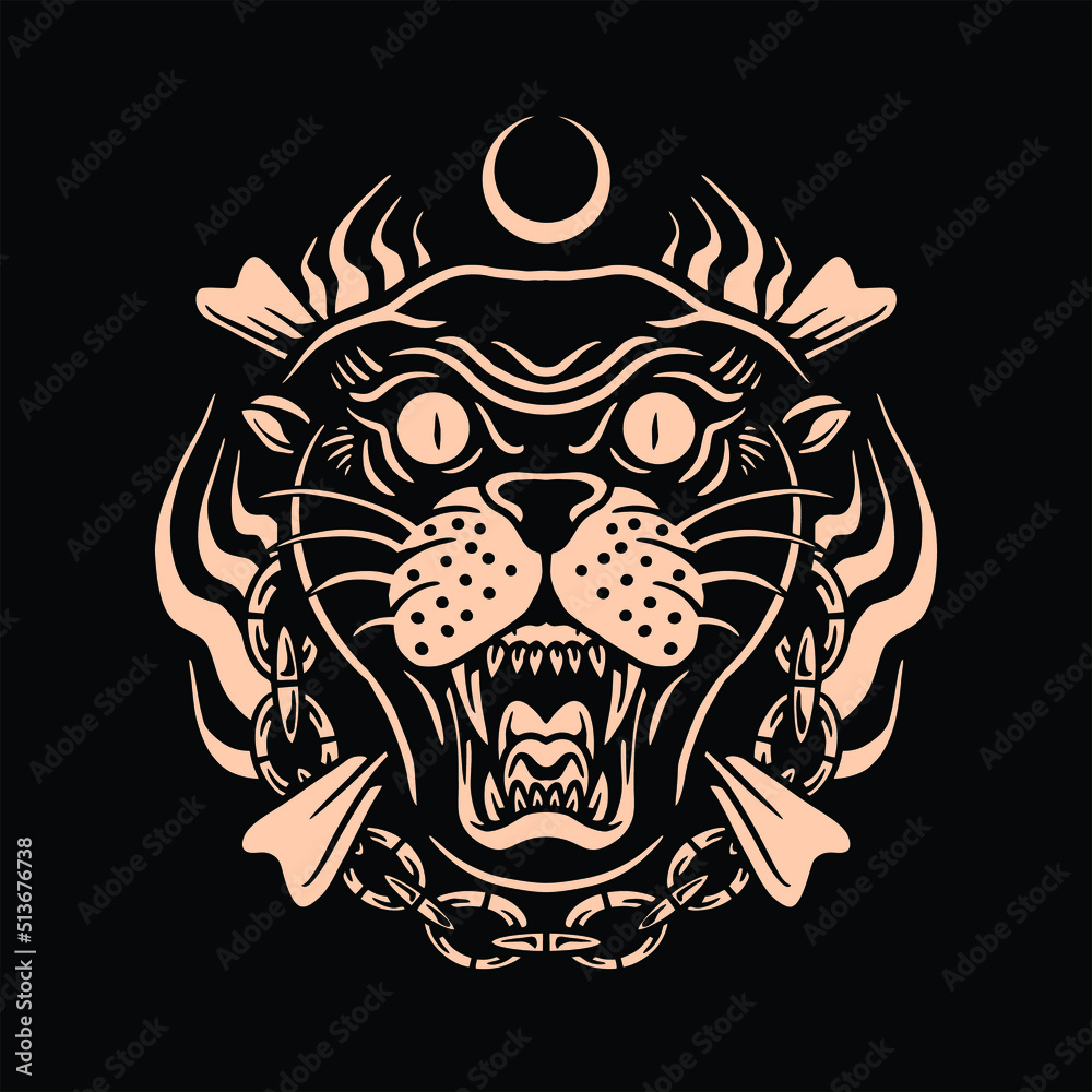 wild panther tattoo vector design wild panther tattoo vector design