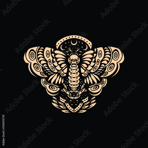 black moth tattoo vector design