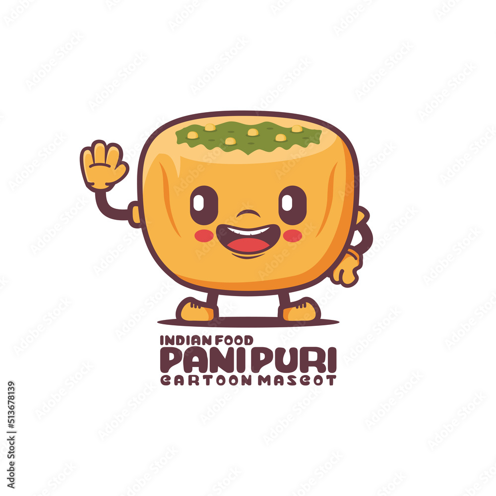 panipuri cartoon mascot. traditional indian food vector illustration Stock  Vector | Adobe Stock