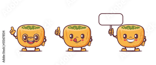 panipuri cartoon mascot. traditional indian food vector illustration, with different poses and expressions