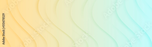 Banner yellow and light blue gradient abstract wave background.