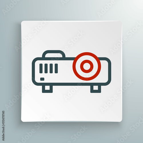 Line Presentation, movie, film, media projector icon isolated on white background. Colorful outline concept. Vector
