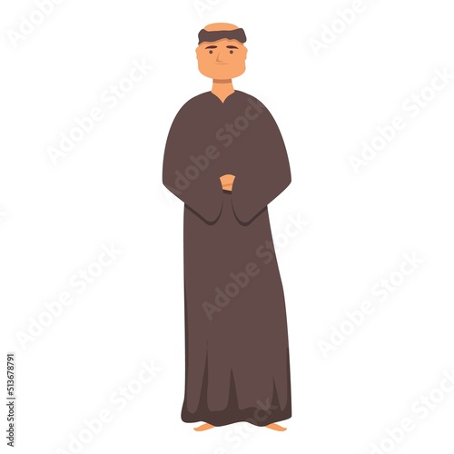 Medieval monk icon cartoon vector. Priest meditation. Image give