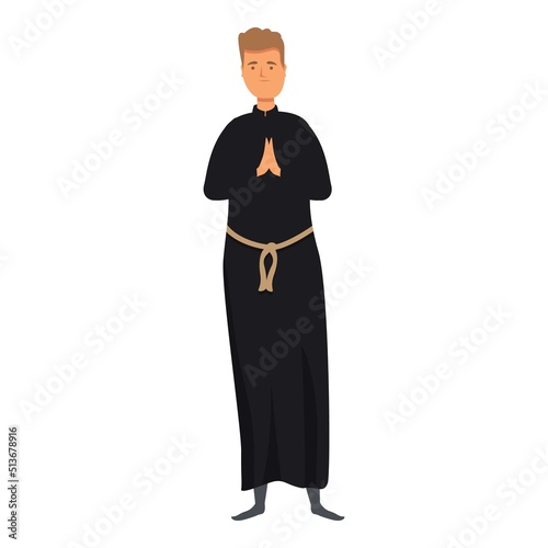 Slika na platnu Black monk icon cartoon vector. Priest meditation. Sage friar