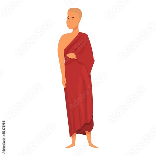 Red cloth monk icon cartoon vector. Sage meditate. Priest man