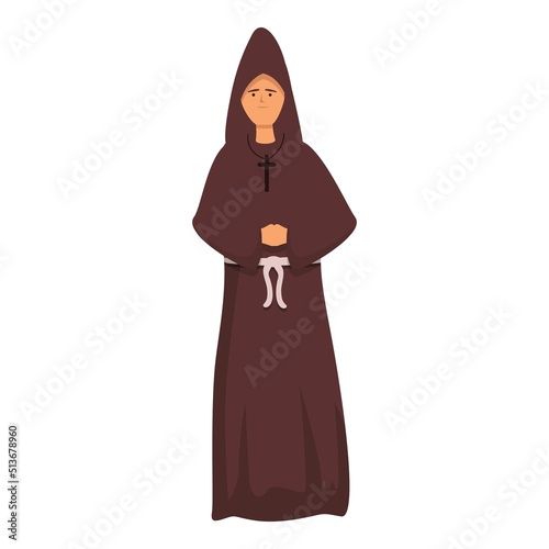 Old monk icon cartoon vector. Priest man. Rishi brewer