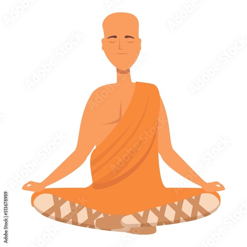 Lotus monk icon cartoon vector. Buddhist man. Meditate indian