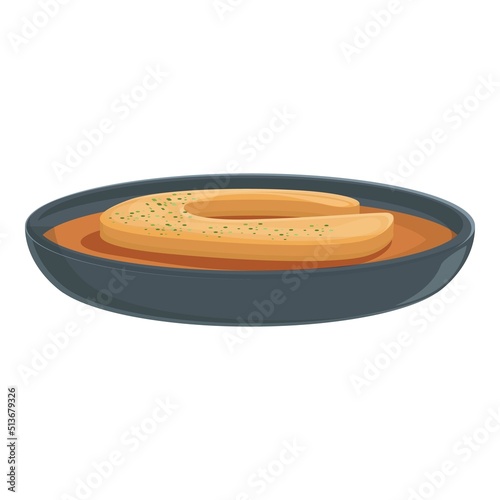Red fish fry icon cartoon vector. Food dinner. Dish potato