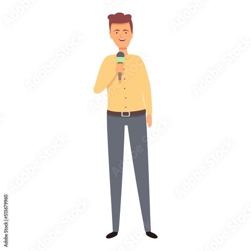 Reporter mic icon cartoon vector. Tv news. Media camera