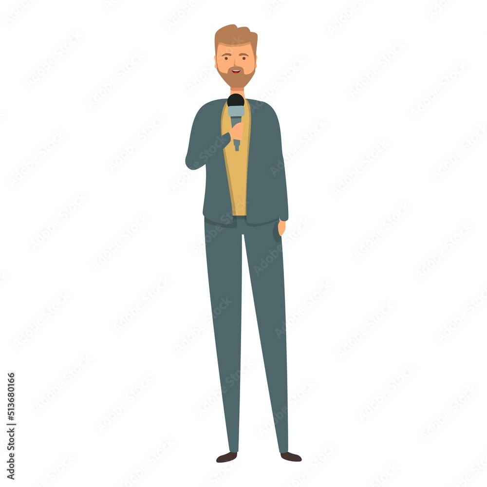 Talk reporter icon cartoon vector. Tv news. Studio crew Talk reporter icon cartoon vector. Tv news. Studio crew