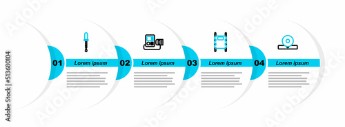 Set line Otolaryngological head reflector, Stretcher, Blood pressure and Pipette icon. Vector