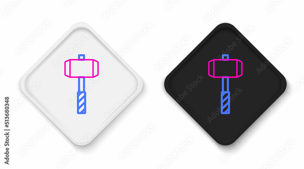 Line Medieval battle hammer icon isolated on white background. Colorful outline concept. Vector Line Medieval battle hammer icon isolated on white background. Colorful outline concept. Vector