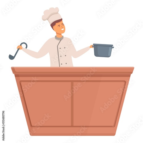 Cooking class icon cartoon vector. Online food. Chef school