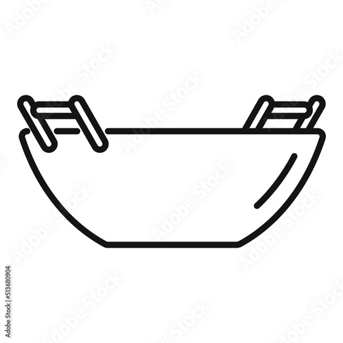 Skillet wok frying pan icon outline vector. Fry cooking