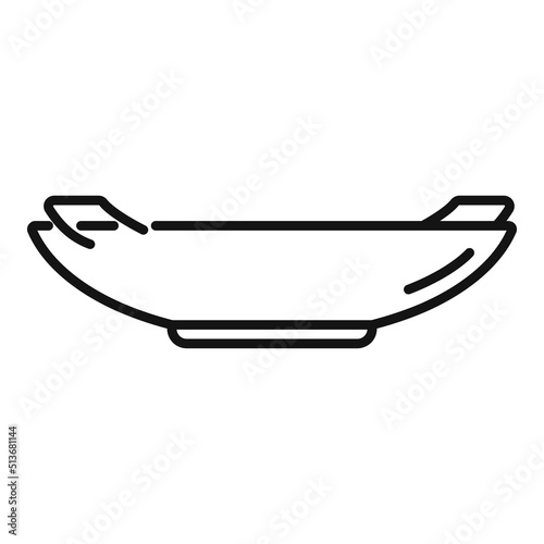 Oriental wok pan icon outline vector. Fry cooking