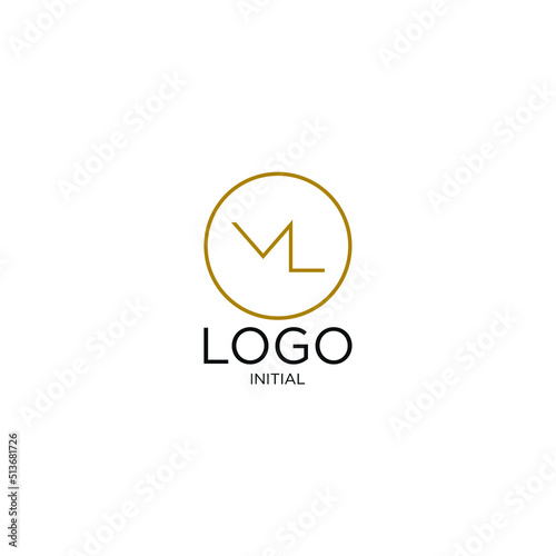 Abstract initial letter ML LM logo design vector with line graphic
