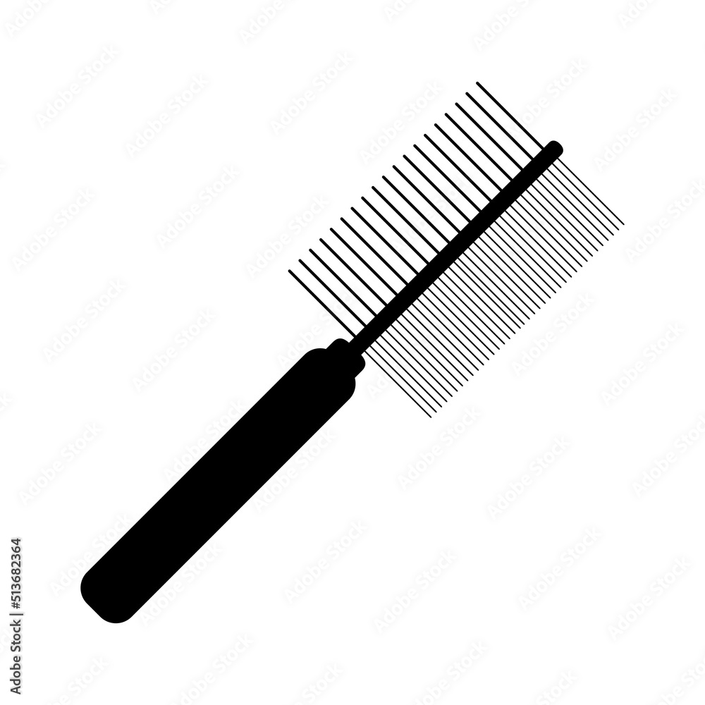 Black comb icon. The silhouette of a round comb brush with teeth of different thicknesses for hair styling. Vector illustration isolated on a white background for design and web. Black comb icon. The silhouette of a round comb brush with teeth of different thicknesses for hair styling. Vector illustration isolated on a white background for design and web.