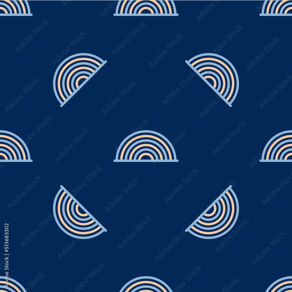 Line Rainbow icon isolated seamless pattern on blue background. Happy Saint Patricks day. National Irish holiday. Vector Line Rainbow icon isolated seamless pattern on blue background. Happy Saint Patricks day. National Irish holiday. Vector