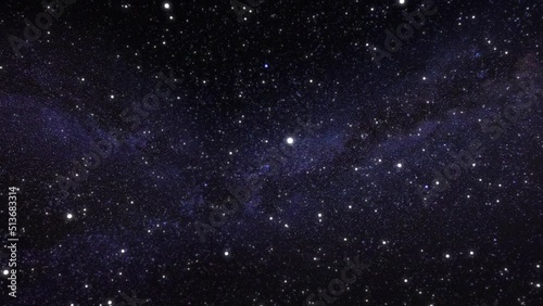 Seamless looped repetitive animation flight through deep space. Colorful starry night sky outer space background. Journey through the Milky Way to distant galaxies and constellations. 