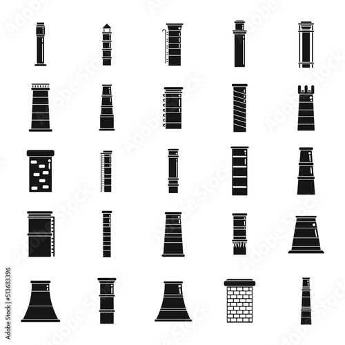Chimney icons set simple vector. Roof sweep