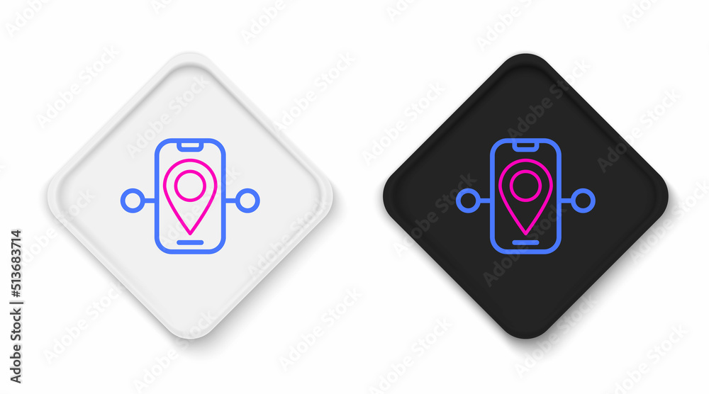 Line Route location icon isolated on white background. Train line path of train road route with start point GPS and dash line. Colorful outline concept. Vector Line Route location icon isolated on white background. Train line path of train road route with start point GPS and dash line. Colorful outline concept. Vector