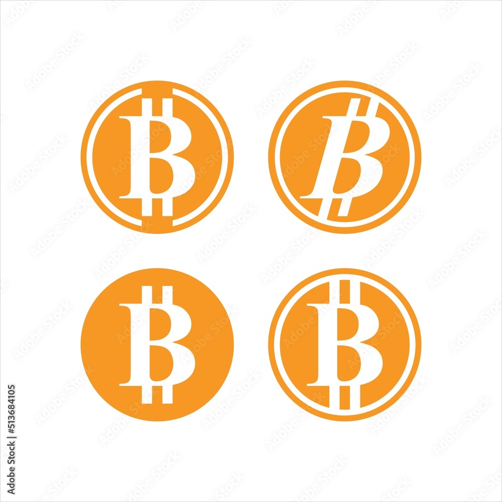 set bitcoin vector illustration logo design. Crypto currency BTC Bitcoin on blockchain technology sign sticker for web and print. set bitcoin vector illustration logo design. Crypto currency BTC Bitcoin on blockchain technology sign sticker for web and print.