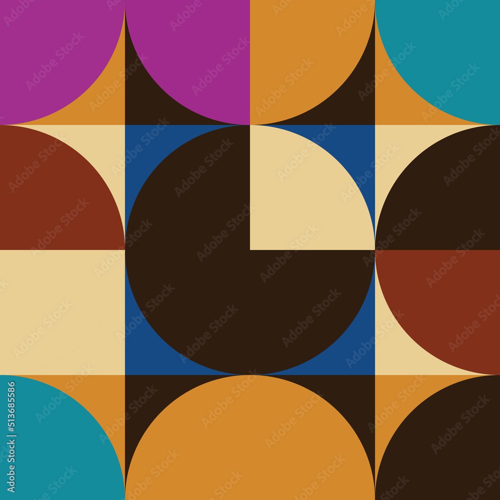 Classic vintage pattern with squares and circles