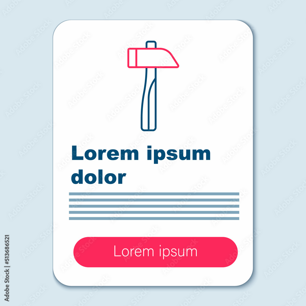 Line Hammer icon isolated on grey background. Tool for repair. Colorful outline concept. Vector Line Hammer icon isolated on grey background. Tool for repair. Colorful outline concept. Vector