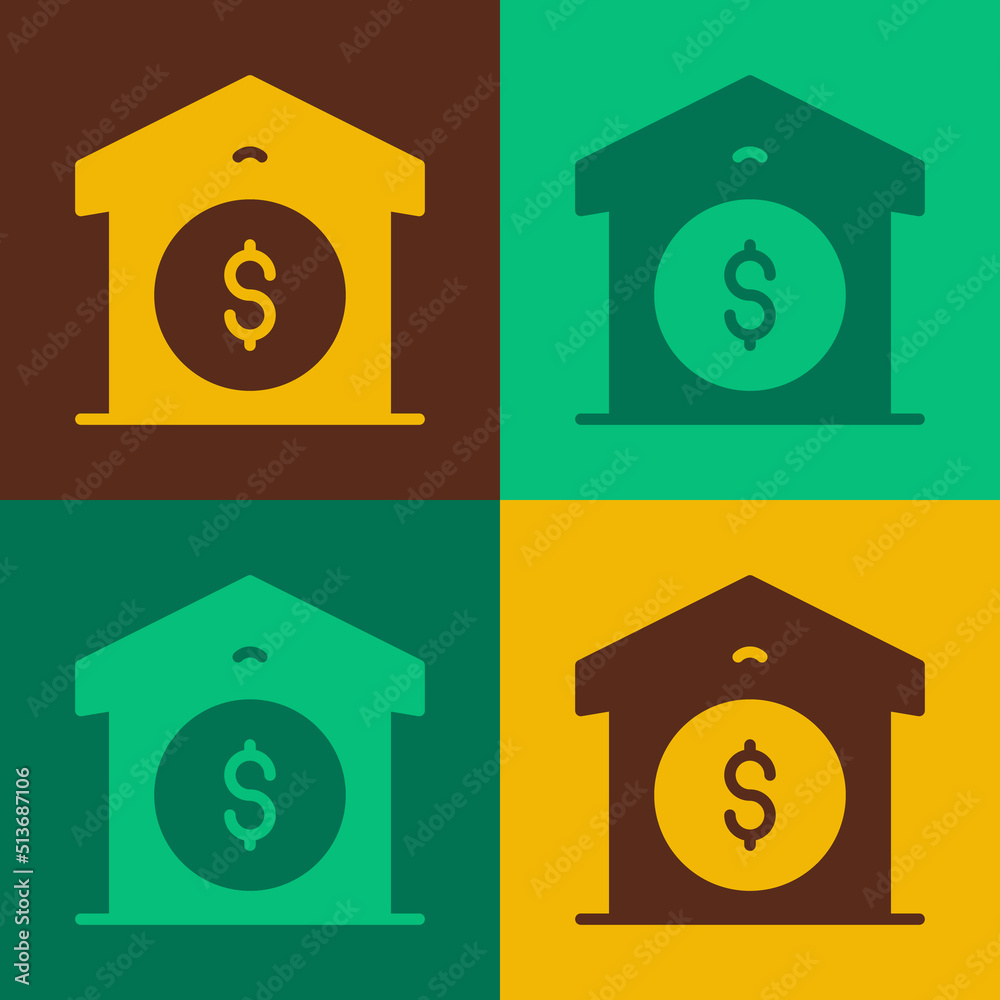 Pop art Warehouse price icon isolated on color background. Vector Pop art Warehouse price icon isolated on color background. Vector