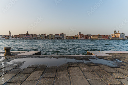 harbor in venice  italy and view of the lagoon 