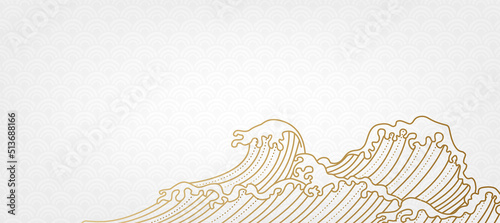 Vector Japanese style . Big rushing sea or ocean waves design.