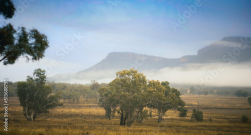morning in the mountains with fog