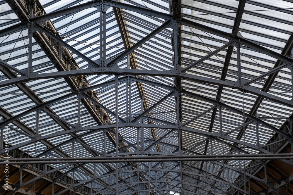 roof of a hall with a steel structure