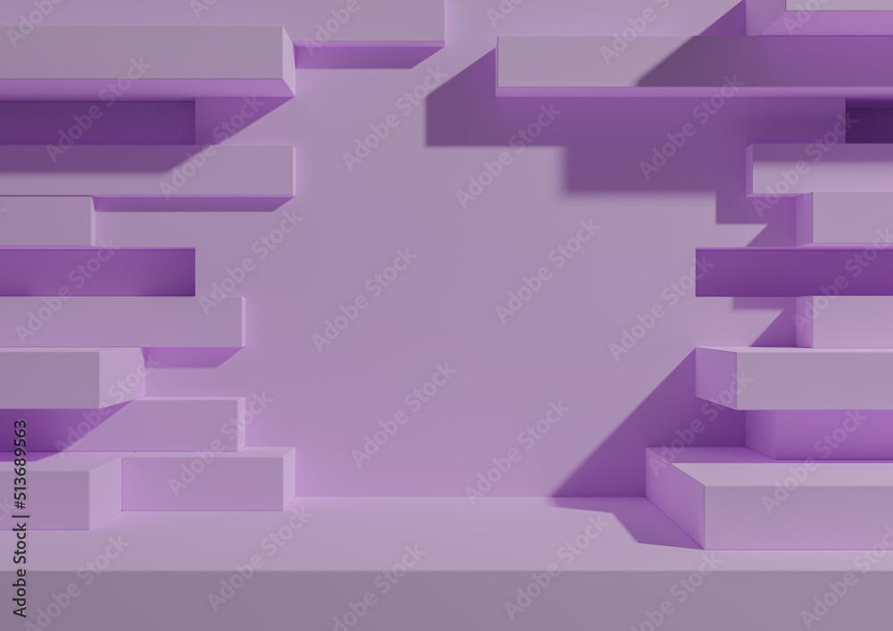 Light pastel lavender purple 3D rendering product display podium stand with abstract brick wall portal for product photography minimal simple, geometric background wallpaper for luxury grunge products Light pastel lavender purple 3D rendering product display podium stand with abstract brick wall portal for product photography minimal simple, geometric background wallpaper for luxury grunge products