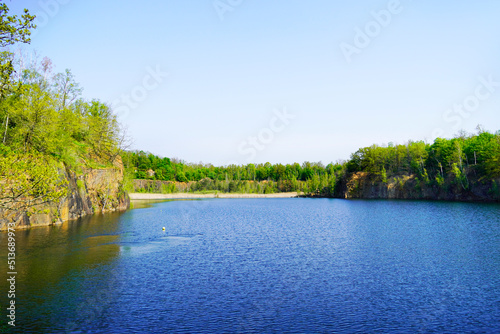 Haselberg-Stra  enteich near Naunhof. Landscape with a lake in the nature reserve in saxony.