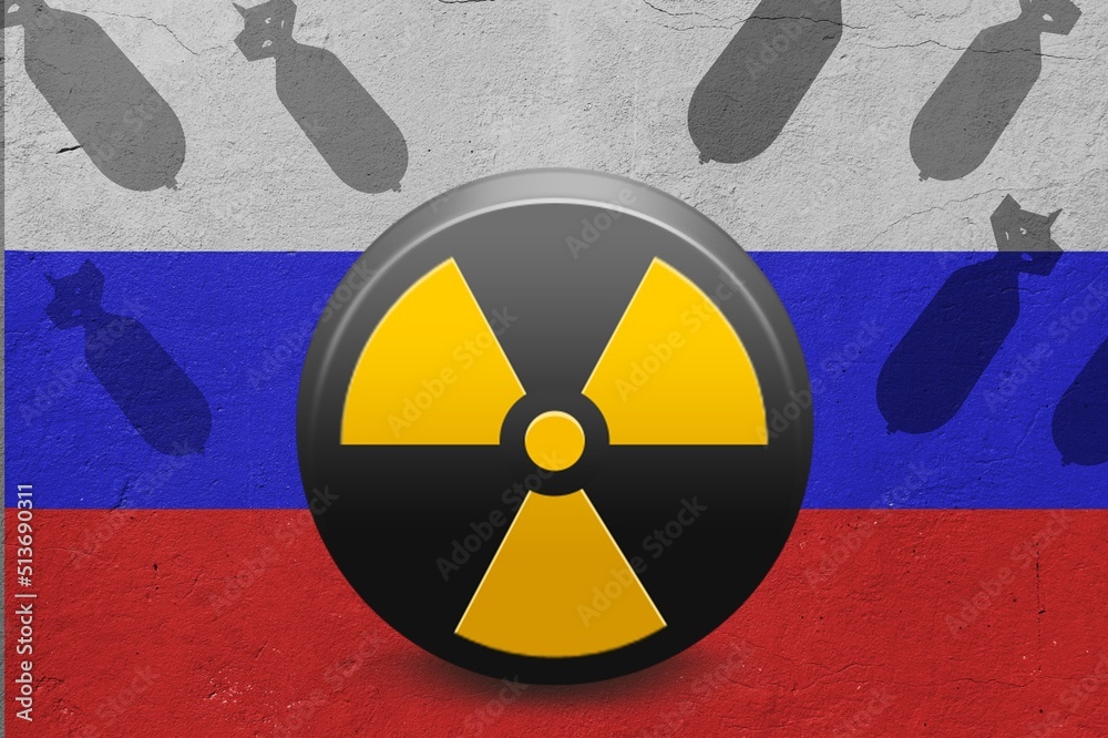 Fototapeta premium Russian flag and atomic icon