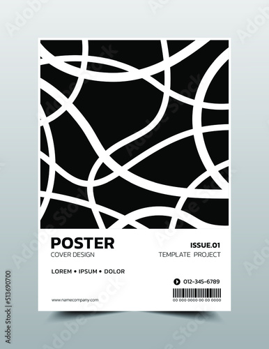 Poster creative design template. Cool abstract backgrounds, Black and white color, Vector illustration artwork A4 size.